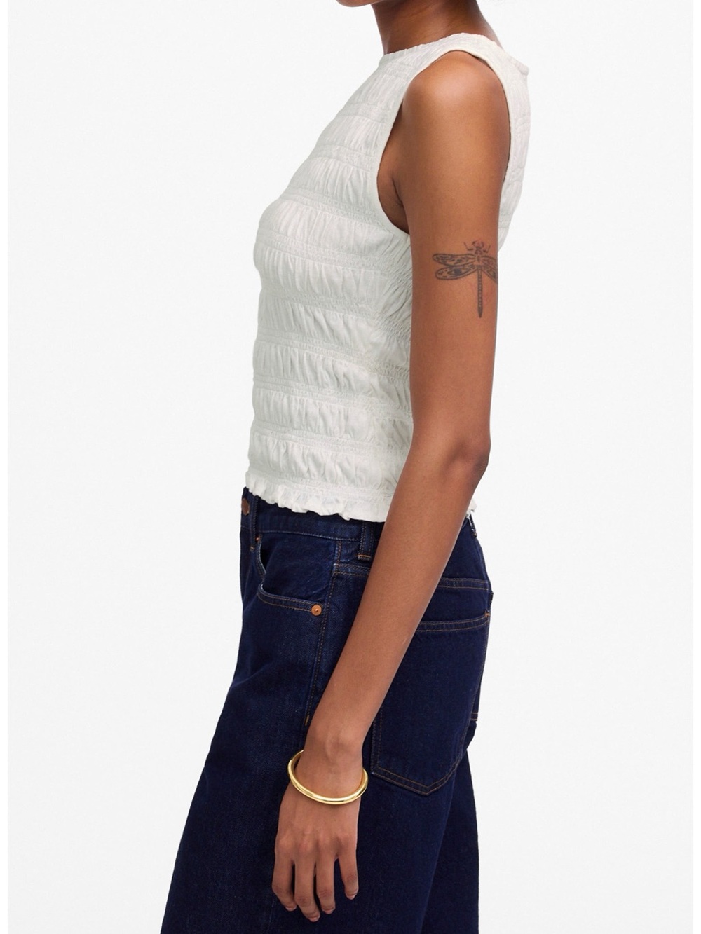 Madewell White Smocked Top - XS - Picture 3 of 8